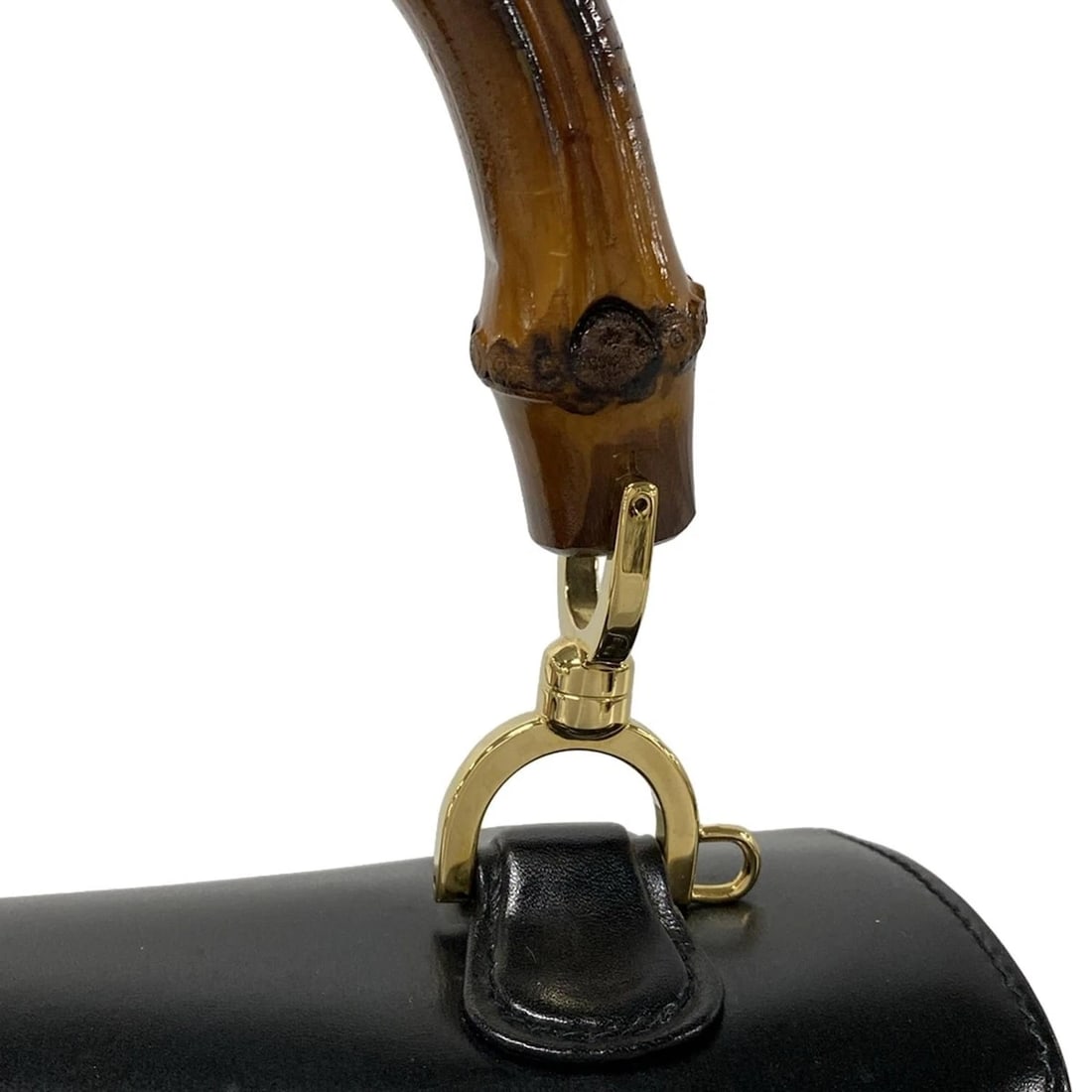 GUCCI BAMBOO CLASSIC - BLACK LEATHER HANDBAG HANDBAG - 11