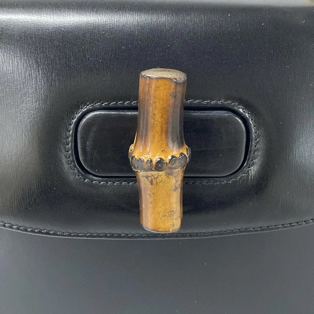 GUCCI BAMBOO CLASSIC - BLACK LEATHER HANDBAG HANDBAG - 12