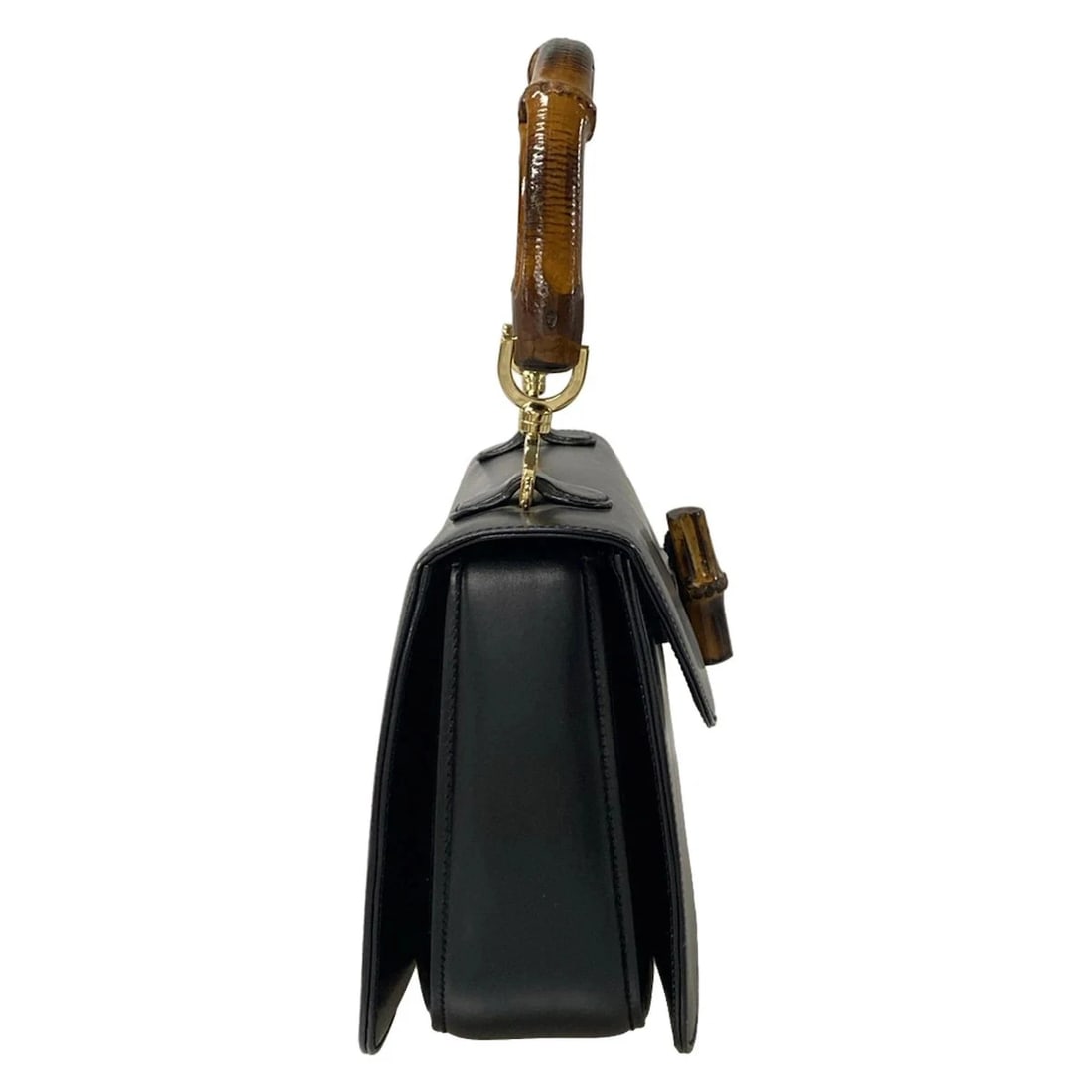 GUCCI BAMBOO CLASSIC - BLACK LEATHER HANDBAG HANDBAG - 2