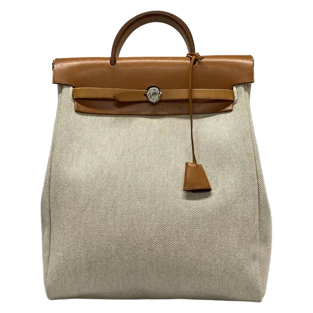 HERMES HER BAG A DOS CREAM BROWN TOILE H BOX CALF SQUARE E BACKPACK BACKPACK: HERMES Her Bag a Dos Cream Brown Toile H Box Calf Square E Backpack Backpack Brand: HERMES Type: Backpack Material: Toile H, Box Calf Color: Cream, Brown Size: Height : 13.39 inch (34 cm) Width :