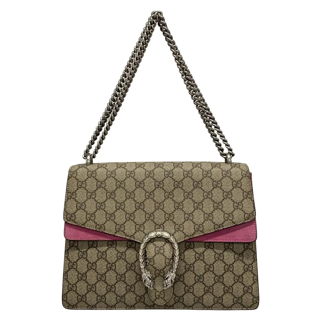 GUCCI DUONISOS,GG SUPREME DARK BROWN BEIGE PINK PVC SUEDE SHOULDER BAG SHOULDER BAG: GUCCI Duonisos,GG Supreme Dark Brown Beige Pink PVC Suede Shoulder Bag Shoulder Bag Brand: GUCCI Type: Shoulder Bag Material: PVC, Suede Color: Dark Brown, Beige, Pink Size: Height : 8.46 inch (21