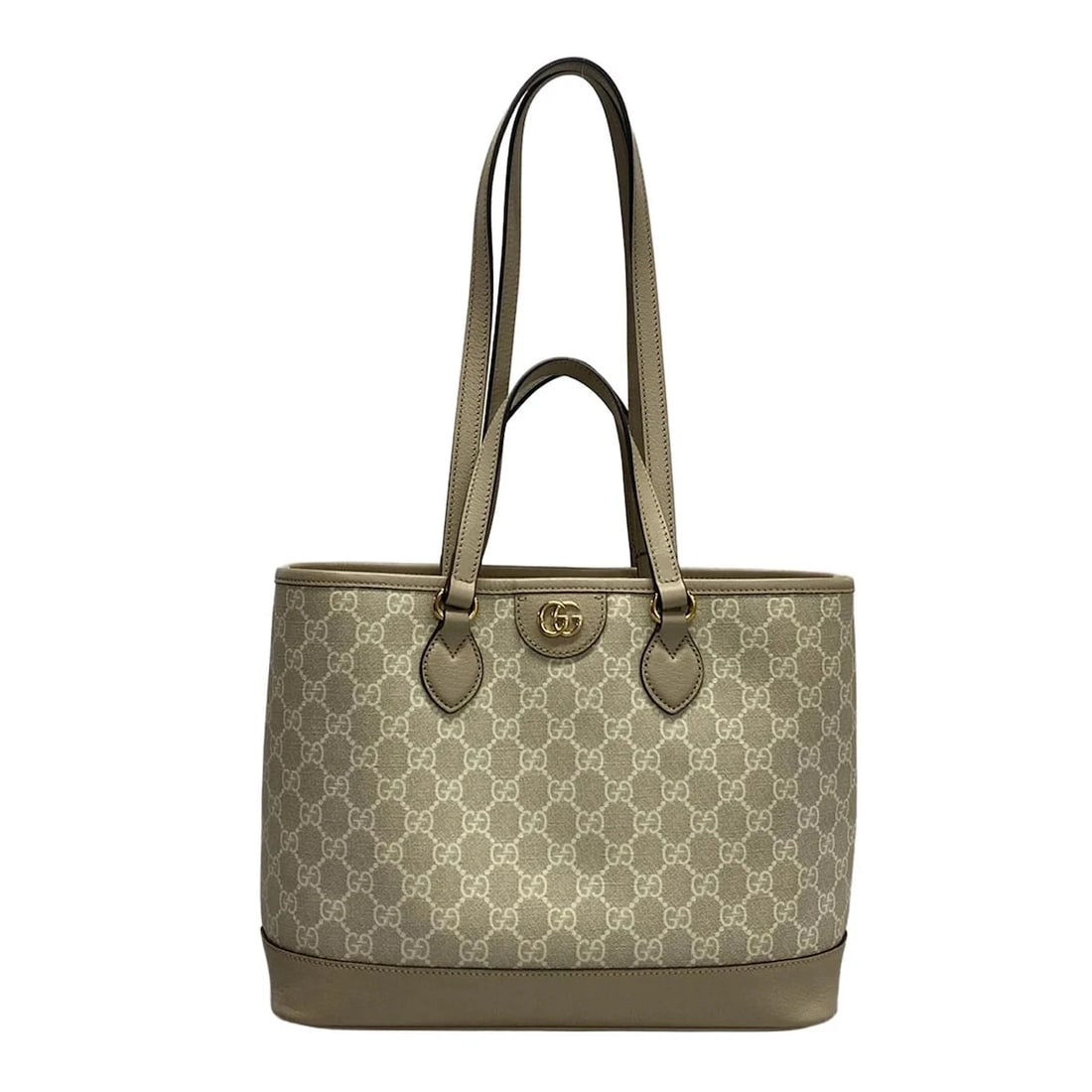 GUCCI DOUBLE G TOTE BAG TOTE BAG: GUCCI Double G Tote Bag Tote Bag Brand: GUCCI Type: Tote Bag Material: PVC, Leather Color: Beige, Cream Size: Height : 9.45 inch (24 cm) Width : 11.81 inch (30 cm) - 14.17 inch (36 cm) Depth : 5.1