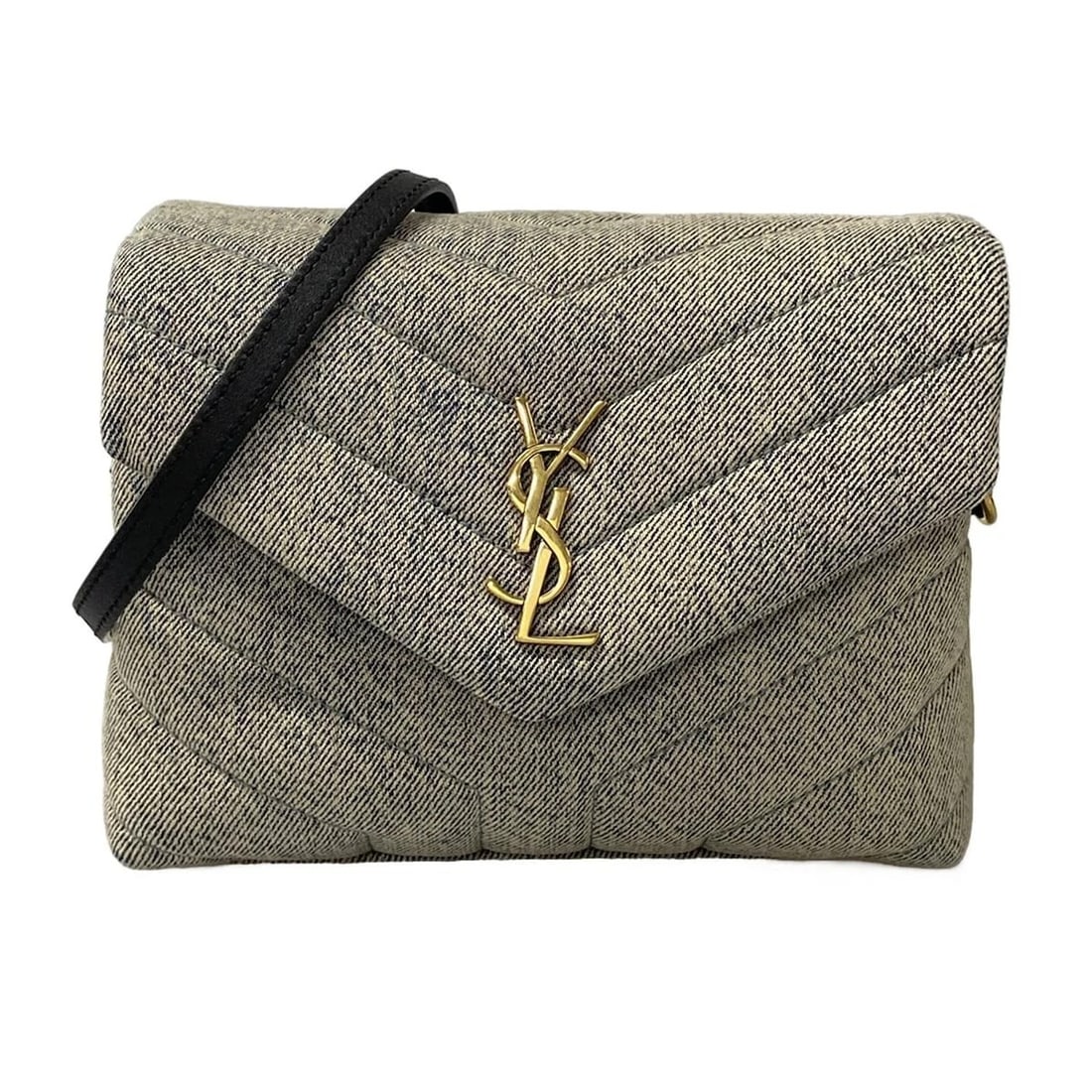 SAINT LAURENT PARIS LULU TOY BAG CREAM NAVY BLACK SHOULDER BAG: SAINT LAURENT PARIS Lulu Toy Bag Cream Navy Black Shoulder Bag Brand: SAINT LAURENT PARIS Type: Shoulder Bag Material: Denim, Calf Skin Color: Cream, Navy, Black Size: Height : 5.71 inch (14.5