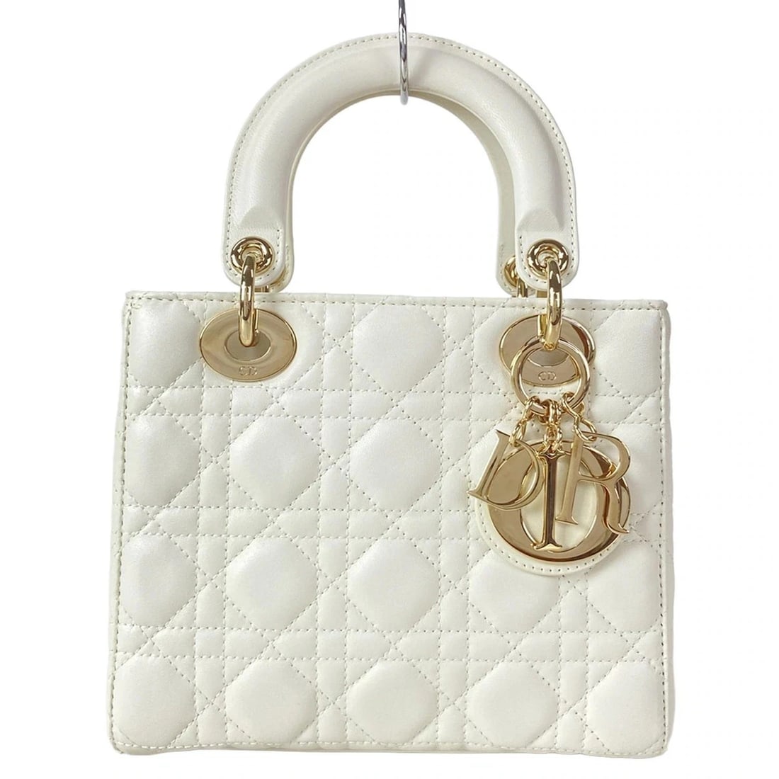 DIOR/CHRISTIANDIOR LADY DIOR SMALL/MY ABCDIOR WHITE LAMBSKIN HANDBAG (1 of 11)