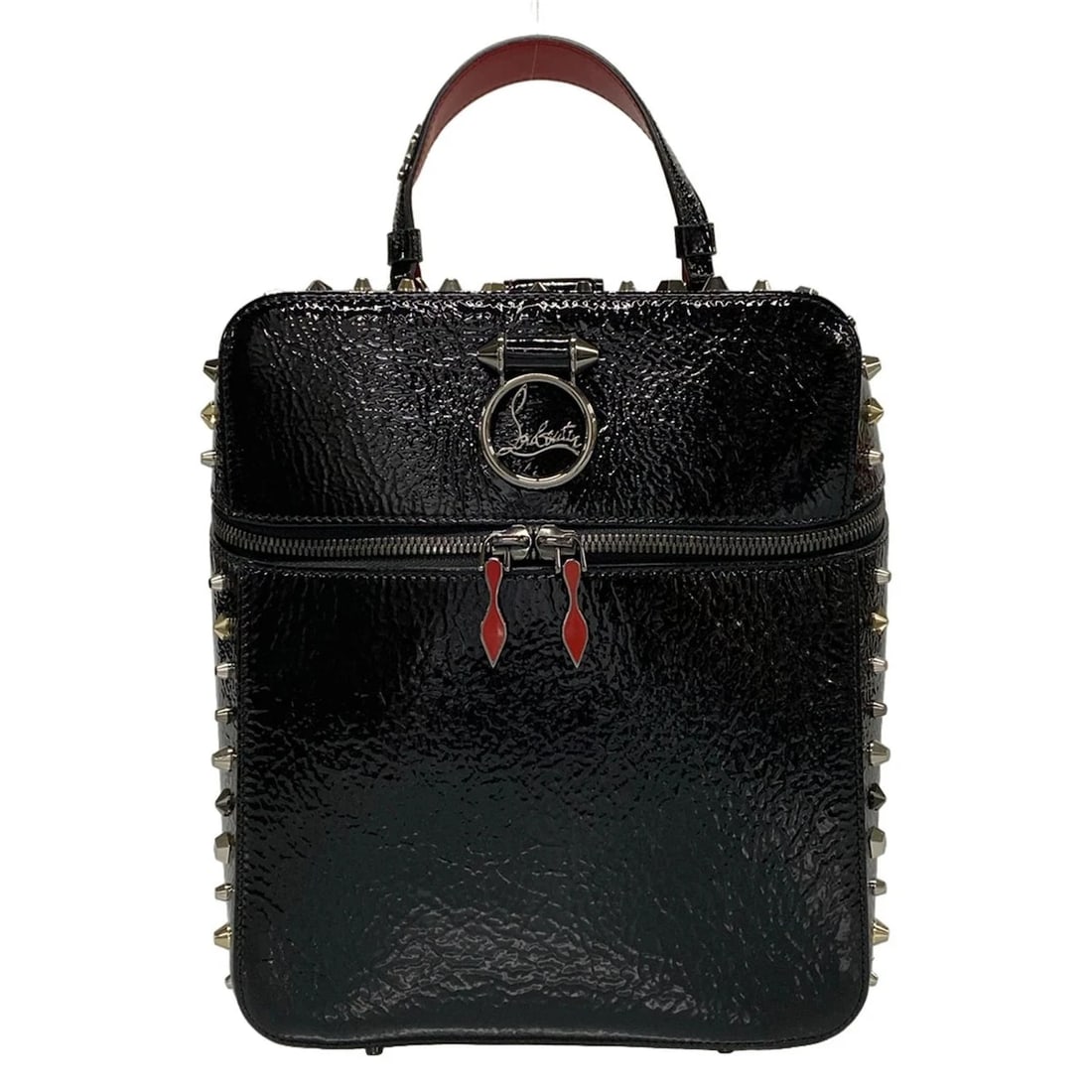 CHRISTIAN LOUBOUTIN RUBYLOU BACKPACK BLACK PATENT LEATHER BACKPACK: CHRISTIAN LOUBOUTIN Rubylou Backpack Black Patent Leather Backpack Brand: CHRISTIAN LOUBOUTIN Type: Backpack Material: Patent Leather Color: Black Size: Height : 9.45 inch (24 cm) Width : 8.07 inc