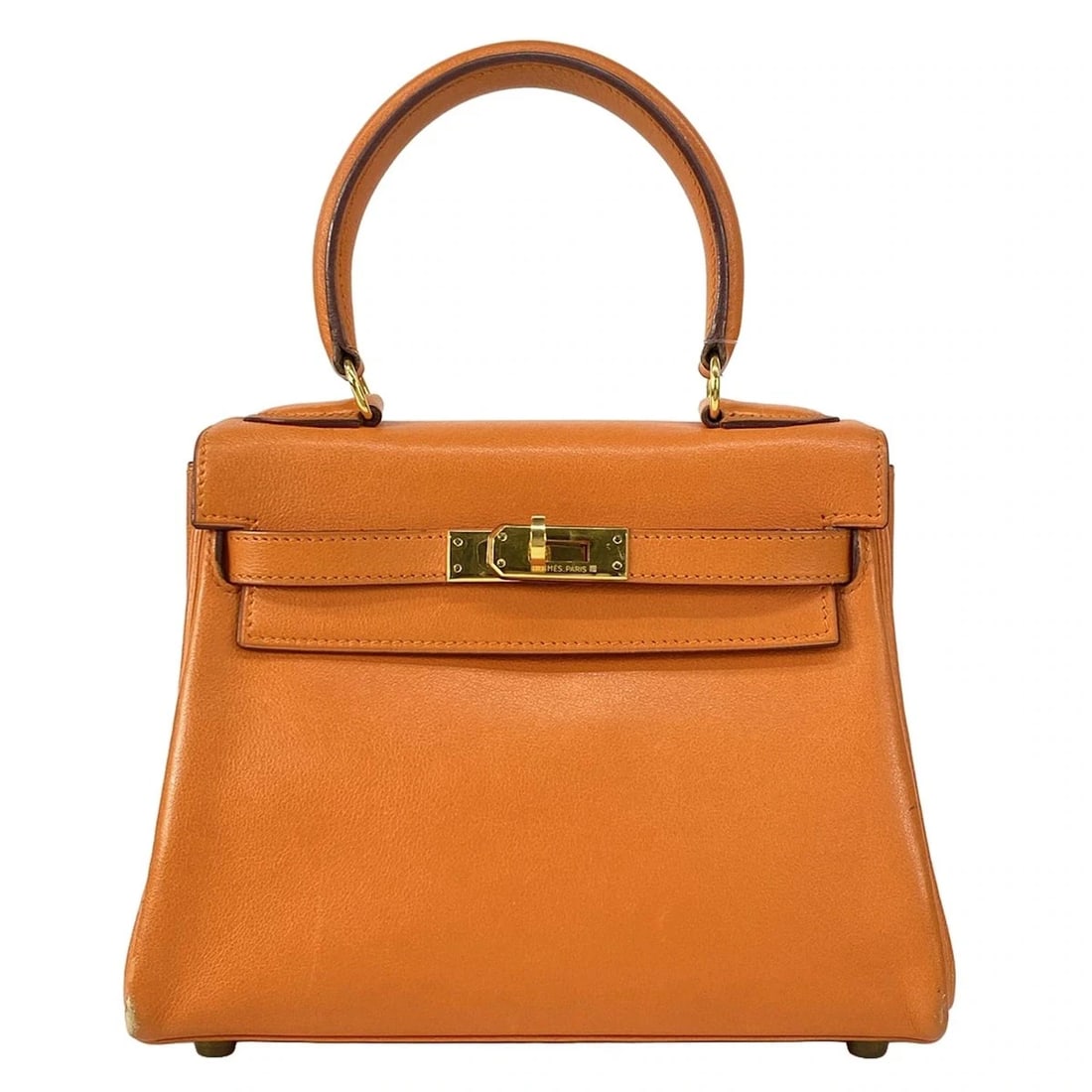 HERMES MINI KELLY ORANGE VEAU GULLIVER HANDBAG HANDBAG: HERMES Mini Kelly Orange Veau Gulliver Handbag Handbag Brand: HERMES Type: Handbag Material: Veau Gulliver Color: Orange Size: Height : 5.71 inch (14.5 cm) Width: 7.28" (18.5 cm) Depth : 3.54 inch