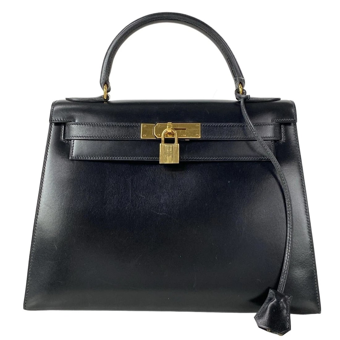 HERMES KELLY 28 - BLACK BOX CALF HANDBAG HANDBAG (1 of 12)