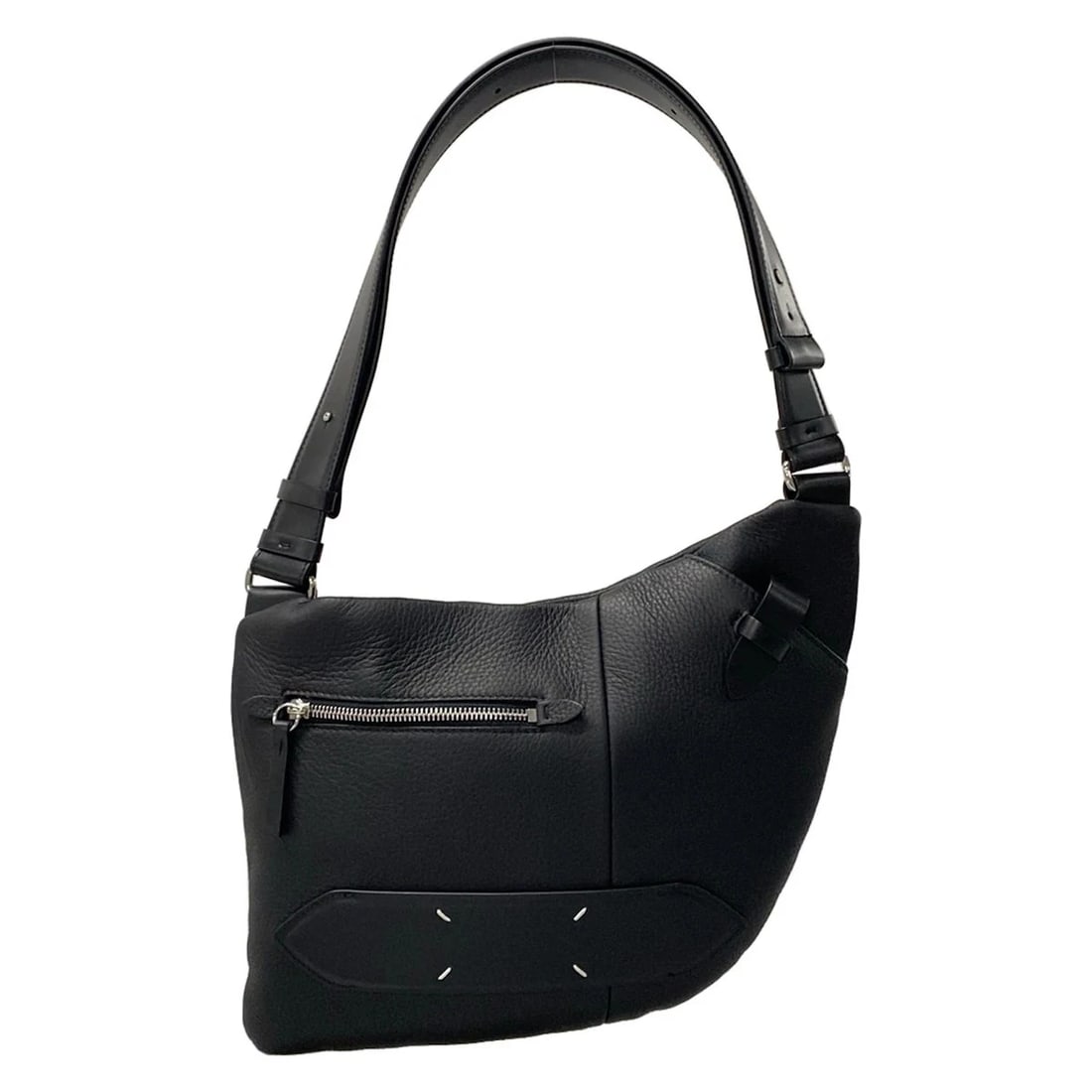 MAISON MARGIELA 5AC ON BODY BAG BLACK SHOULDER BAG: Maison Margiela 5AC On Body Bag Black Shoulder Bag Brand: Maison Margiela Type: Shoulder Bag Material: Grain Leather Color: Black Size: Height : 9.45 inch (24 cm) Width : 10.24 inch (26 cm) - 13.3