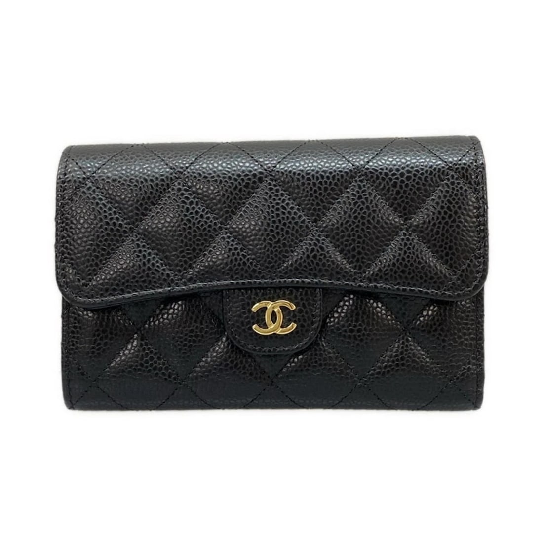 CHANEL CLASSIC FLAP WALLET/MATELASSE BLACK CALFSKIN TRIFOLD WALLET (1 of 11)