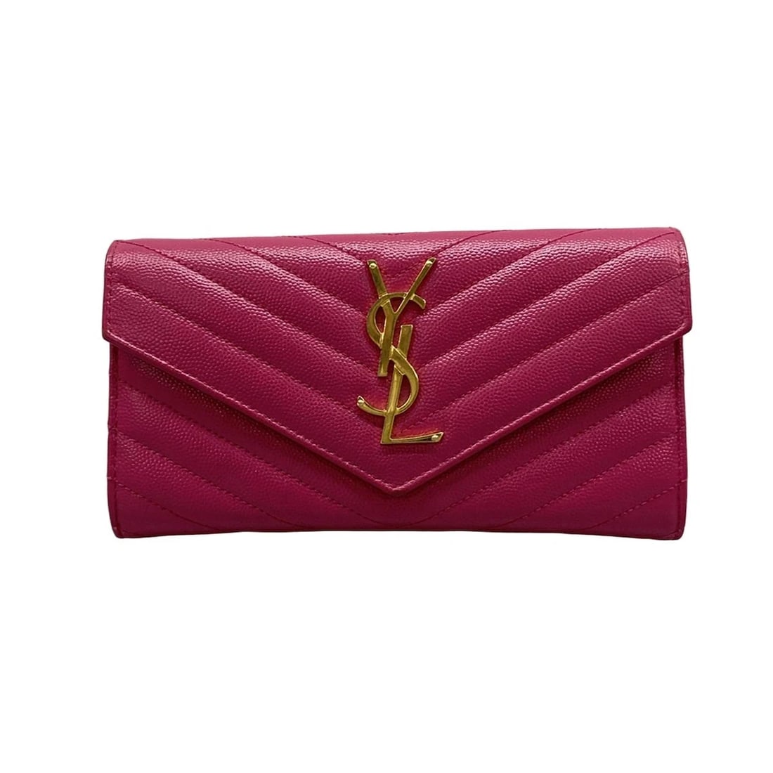 SAINT LAURENT PARIS MONOGRAM LARGE FLAP WALLET LONG WALLET: SAINT LAURENT PARIS Monogram large flap wallet Long Wallet Brand: SAINT LAURENT PARIS Type: Long Wallet Material: Leather Color: Pink Size: Height : 4.13 inch (10.5 cm) Width : 7.48 inch (19 cm) D