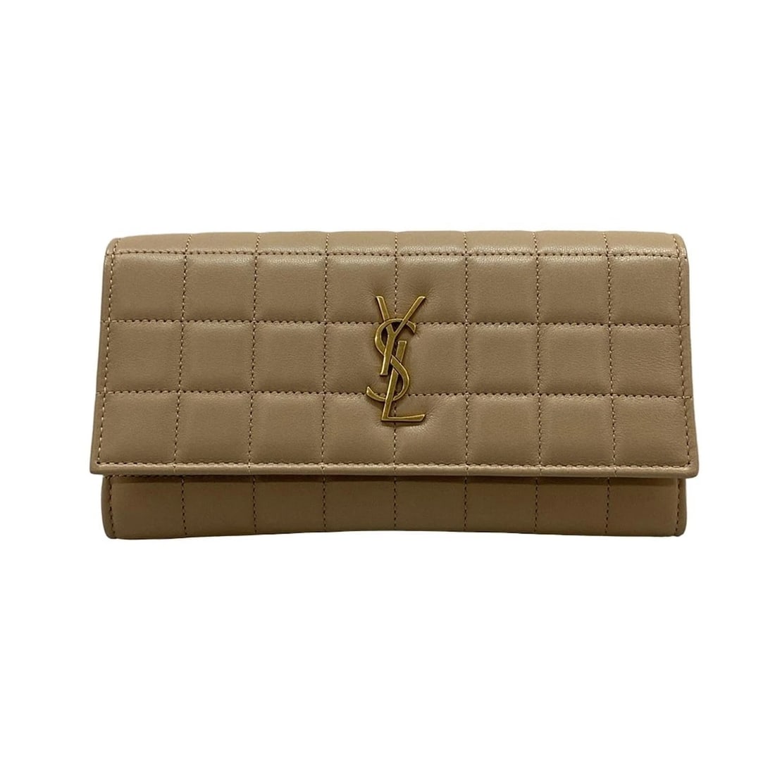 SAINT LAURENT PARIS CASSANDRE BEIGE LEATHER LONG WALLET LONG WALLET (1 of 11)