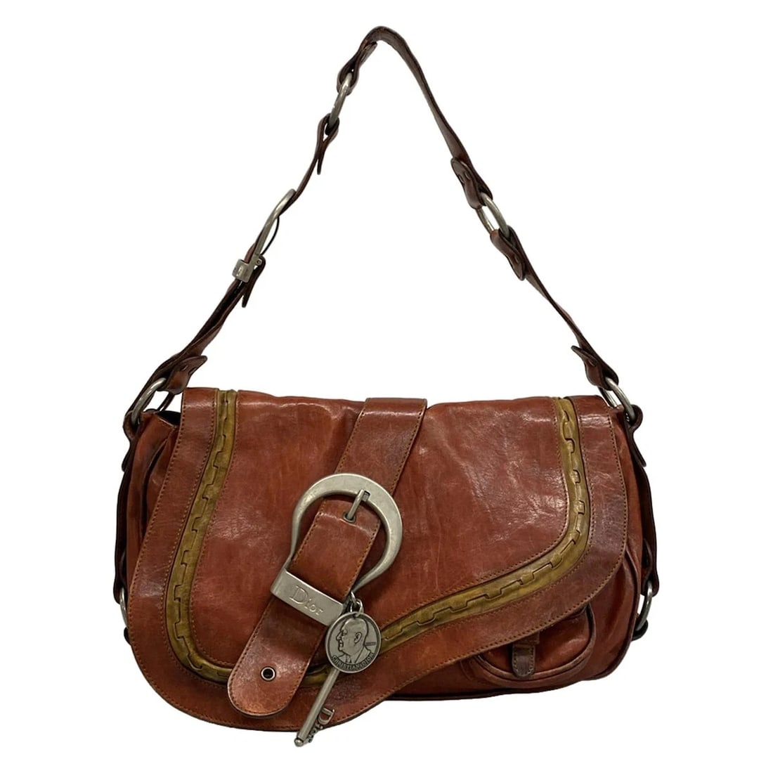 DIOR/CHRISTIANDIOR GAUCHO RED BROWN LEATHER SHOULDER BAG SHOULDER BAG (1 of 12)