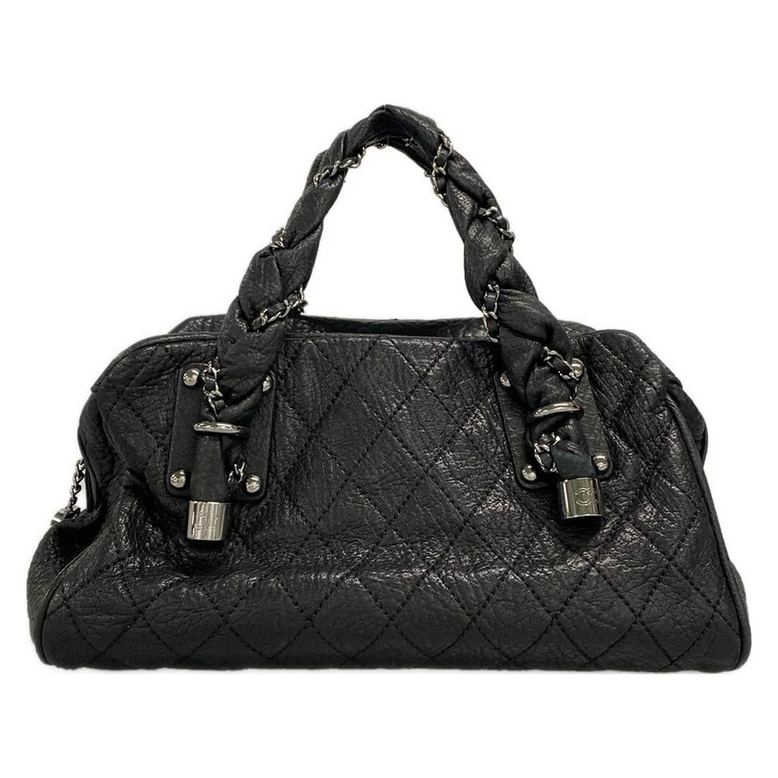 CHANEL MATELASSE BLACK LEATHER HANDBAG (1 of 12)