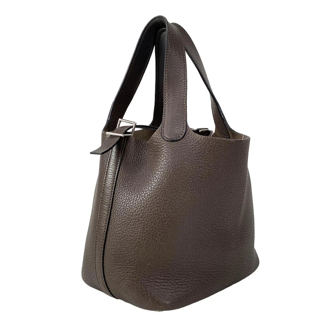 HERMES PICOTIN PM - DARK BROWN TAURILLON CLEMENCE SQUARE K HANDBAG (1 of 12)