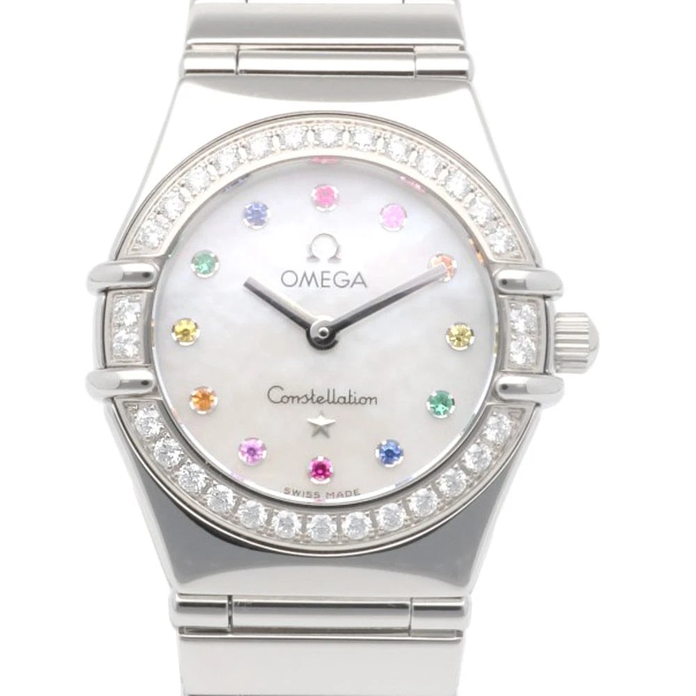 OMEGA CONSTELLATION WATCHES STAINLESS STEEL BEZEL DIAMOND WATCH: OMEGA Constellation Watches Stainless Steel Bezel Diamond Watch Brand: OMEGA Type: Wristwatch Material: Case : Stainless Steel Band : Stainless Steel Color: Silver Size: Case Diameter:22.5mm Band