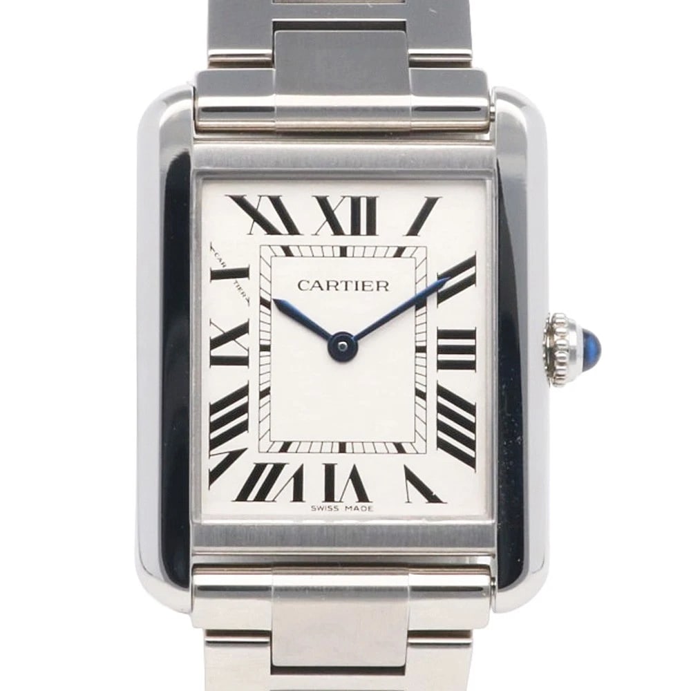 CARTIER TANK SOLO WATCHES STAINLESS STEEL WATCH: CARTIER Tank solo Watches Stainless Steel Watch Brand: CARTIER Type: Wristwatch Material: Case : Stainless Steel Band : Stainless Steel Color: Silver Size: Case:W0.9inch x H1.2inch/ W24.0mm x H30.