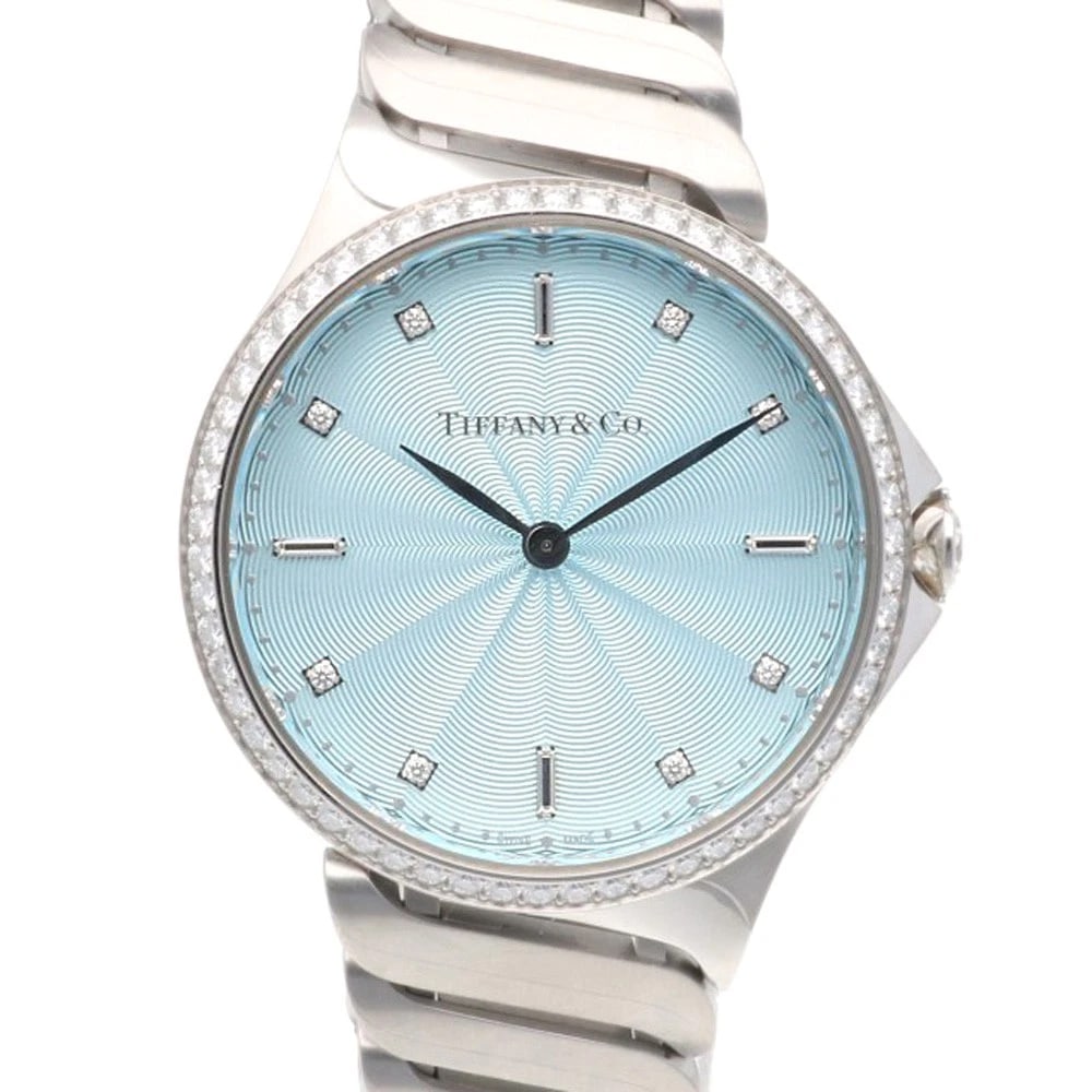 TIFFANY&CO METRO WATCHES STAINLESS STEEL BEZEL DIAMOND WATCH (1 of 4)