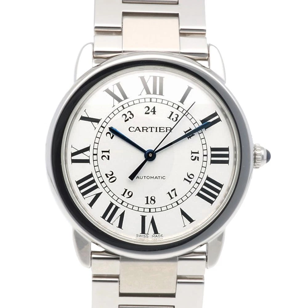 CARTIER RONDE WATCHES STAINLESS STEEL WATCH: CARTIER Ronde Watches Stainless Steel Watch Brand: CARTIER Type: Wristwatch Material: Case : Stainless Steel Band : Stainless Steel Color: Silver / white Size: Case Diameter:35.5mm Band Length:6.5