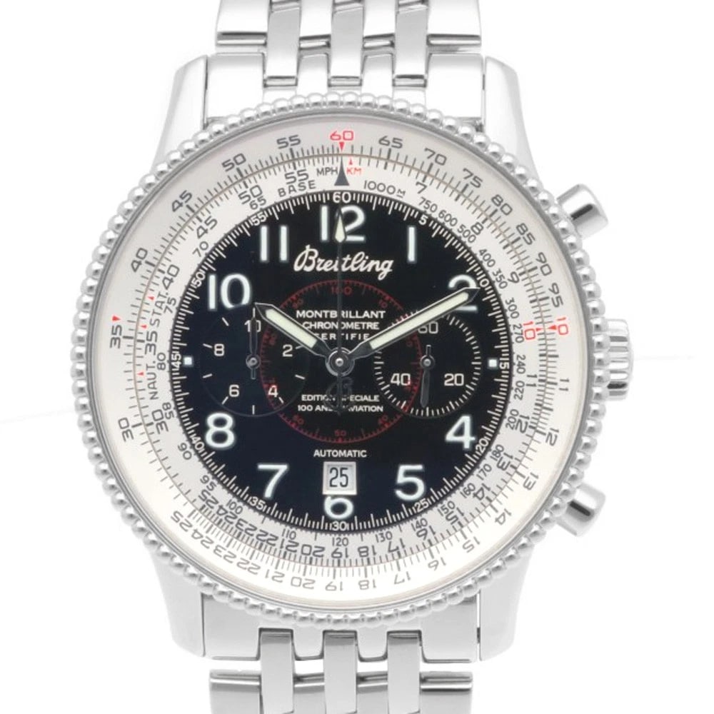 BREITLING NAVI WATCHES STAINLESS STEEL CHRONOGRAPH WATCH: BREITLING Navi Watches Stainless Steel Chronograph Watch Brand: BREITLING Type: Wristwatch Material: Case : Stainless Steel Band : Stainless Steel Color: Silver / black Size: Case Diameter:42.0mm