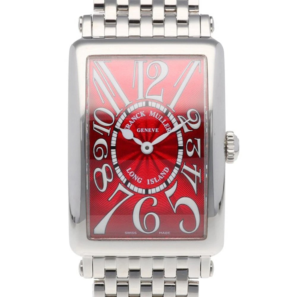 FRANCK MULLER WATCHES STAINLESS STEEL WATCH: FRANCK MULLER Watches Stainless Steel Watch Brand: FRANCK MULLER Type: Wristwatch Material: Case : Stainless Steel Band : Stainless Steel Color: Silver / Red Size: Case:W1.0inch x H1.7inch/ W26.0m