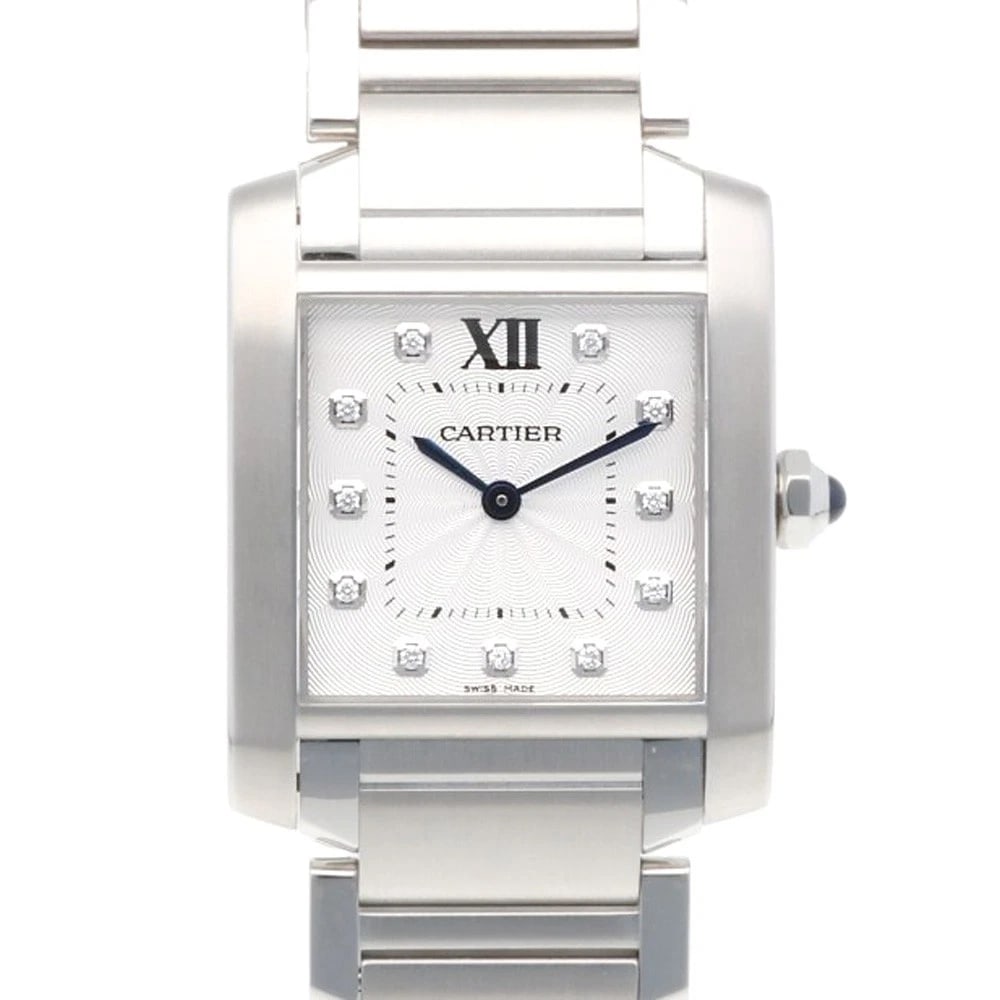 CARTIER TANK FRANCAISE WATCHES STAINLESSSTEEL WATCH: CARTIER Tank Francaise Watches StainlessSteel Watch Brand: CARTIER Type: Wristwatch Material: Case : Stainless Steel Band : Stainless Steel Color: Silver / white Size: Case:W1.0inch x H1.2inch/ W2