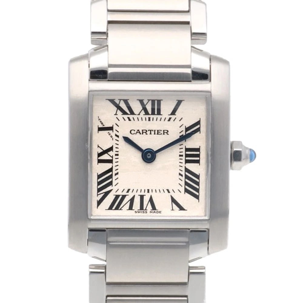 CARTIER TANK FRANCAISE WATCHES STAINLESS STEEL WATCH: CARTIER Tank francaise Watches Stainless Steel Watch Brand: CARTIER Type: Wristwatch Material: Case : Stainless Steel Band : Stainless Steel Color: Silver / Ivory Size: Case:W0.8inch x