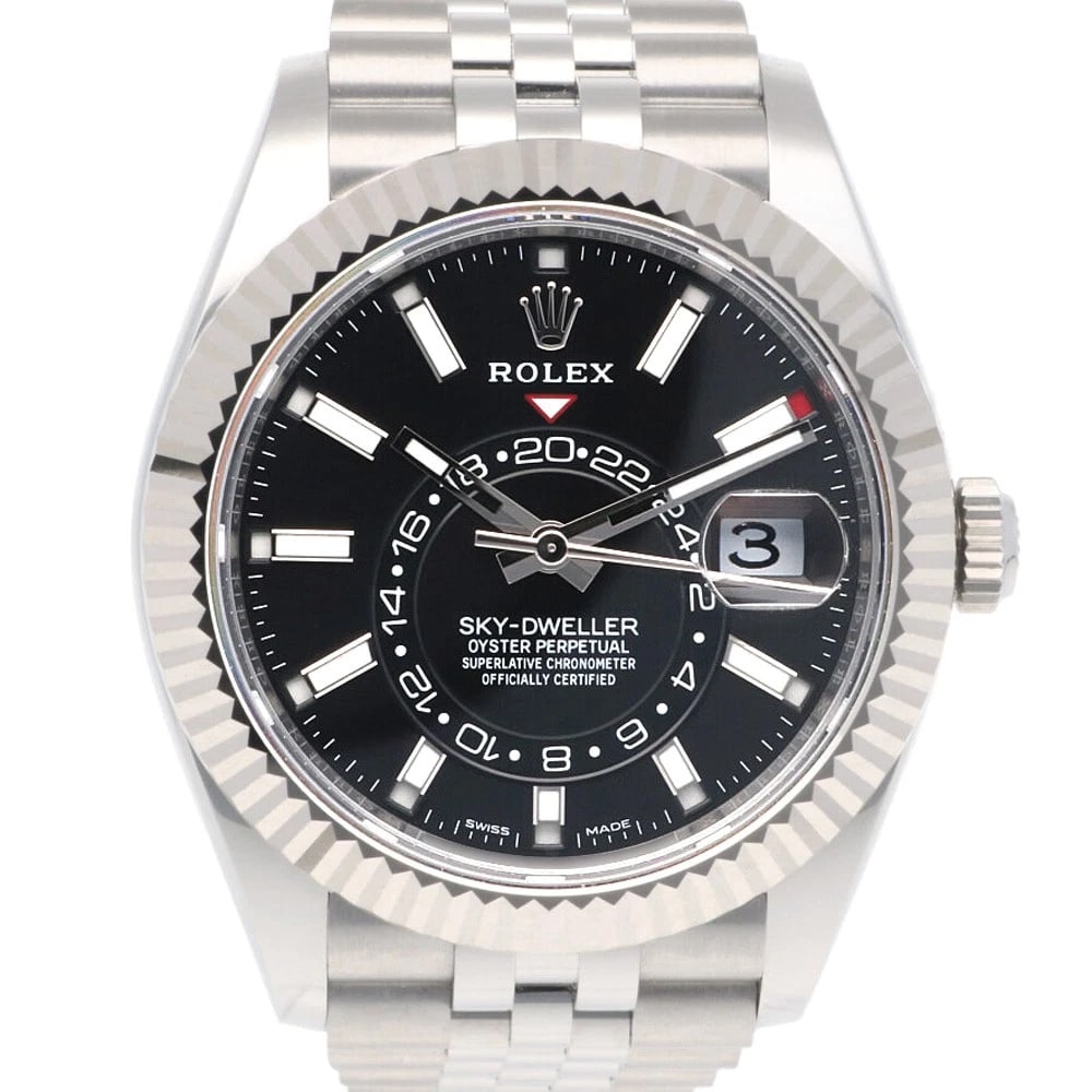 ROLEX SKY WATCHES STAINLESS STEEL K18 WHITE GOLD WATCH: ROLEX Sky Watches Stainless Steel K18 white gold Watch Brand: ROLEX Type: Wristwatch Material: Case : Stainless Steel x K18 white gold Band : Stainless Steel Color: Silver / black Size: Case Diame