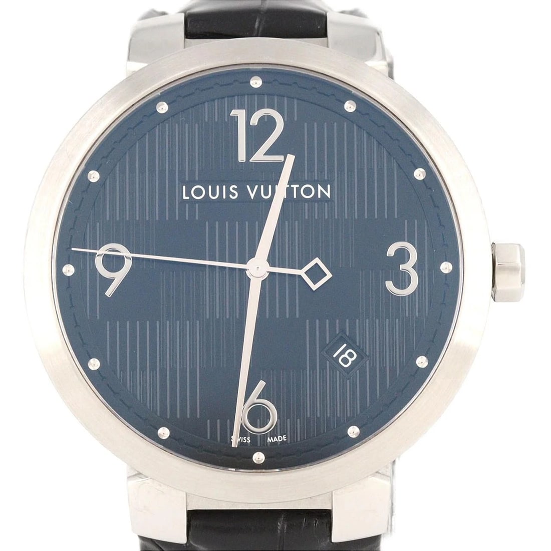 LOUIS VUITTON TAMBOUR DAMIER BLACK WATCH (1 of 3)