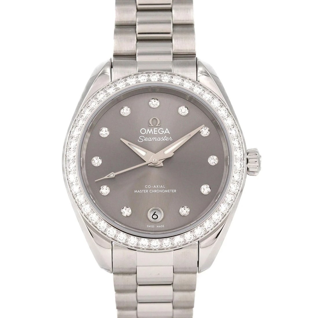 OMEGA SEAMASTER AQUA TERRA STAINLESS WATCH: Omega Seamaster Aqua Terra Stainless Watch Brand: OMEGA Type: Wrist watch Material: Case: Stainless Steel Breath: Stainless Steel Color: Dial color: Gray/Diamond Size: Case diameter: Approx.