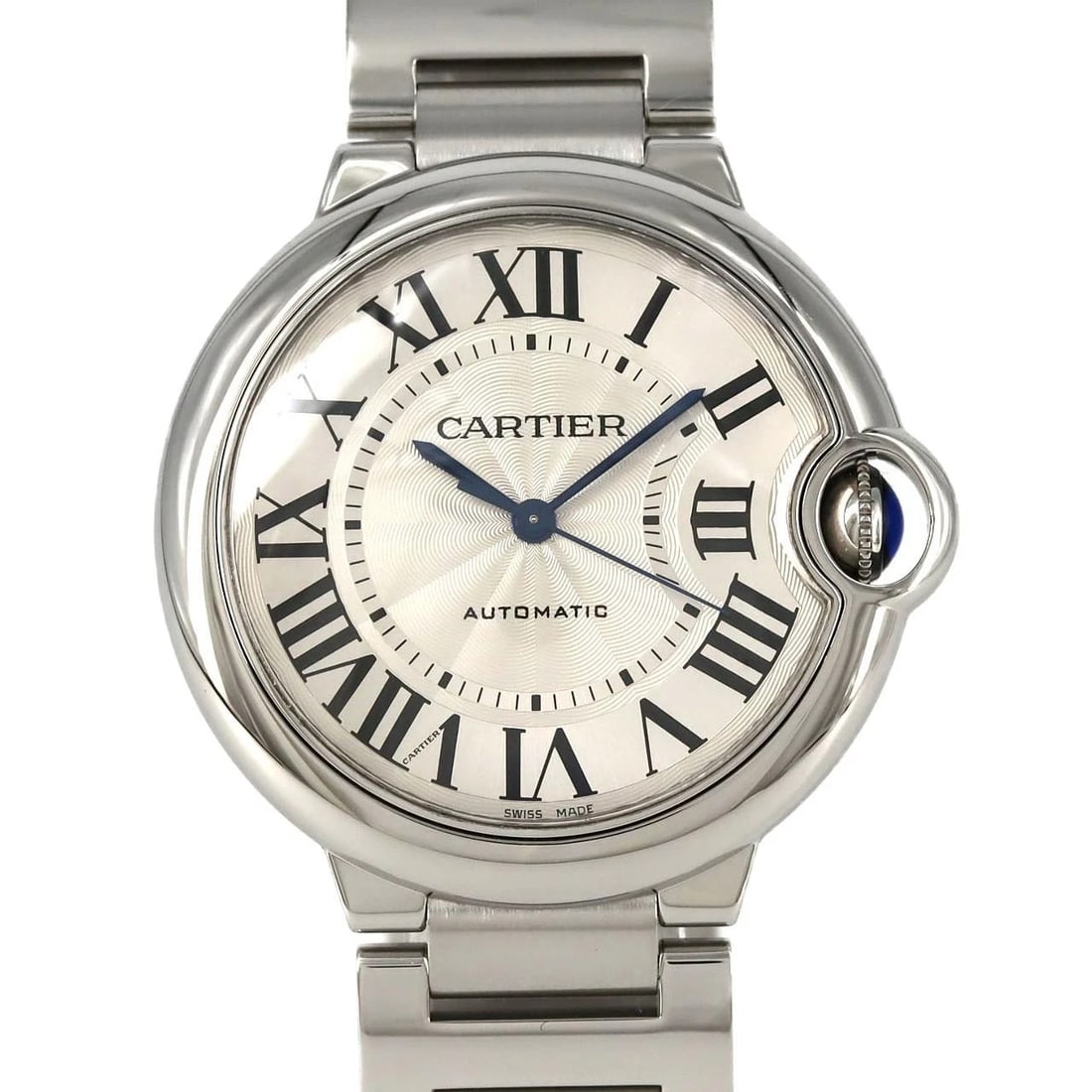 CARTIER BALLON BLEU STAINLESS STEEL WATCH: Cartier Ballon Bleu Stainless Steel Watch Brand: CARTIER Type: Wrist watch Material: Case: Stainless Steel Breath: Stainless Steel Color: Dial color: Silver/Roman Size: Case diameter: Approx.