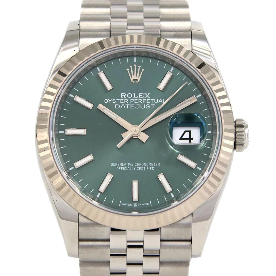 ROLEX DATEJUST SSXWG WATCH: Rolex Datejust SSxWG Watch Brand: ROLEX Type: Wrist watch Material: Case: Stainless steel x white gold Bracelet: Stainless steel Color: Dial color: Mint green Size: Case diameter: Approx. 36