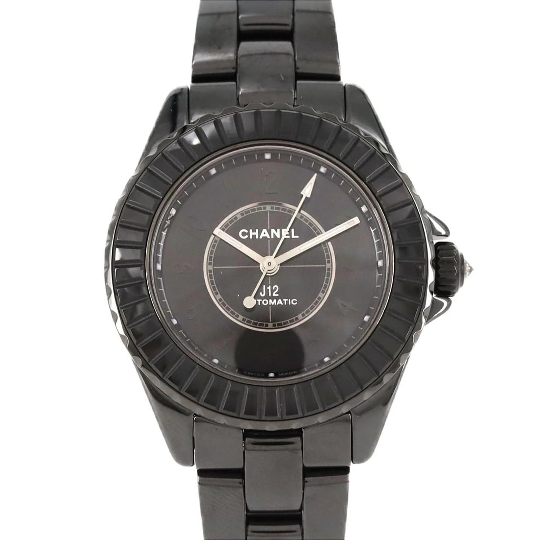 CHANEL J12 CALIBER WATCH: Chanel J12 Caliber Watch Brand: CHANEL Type: Wrist watch Material: Case: Ceramic Bracelet: Ceramic Color: Dial color: Black/Arabic Size: Case diameter: Approx. 33 mm Max wrist circumference: