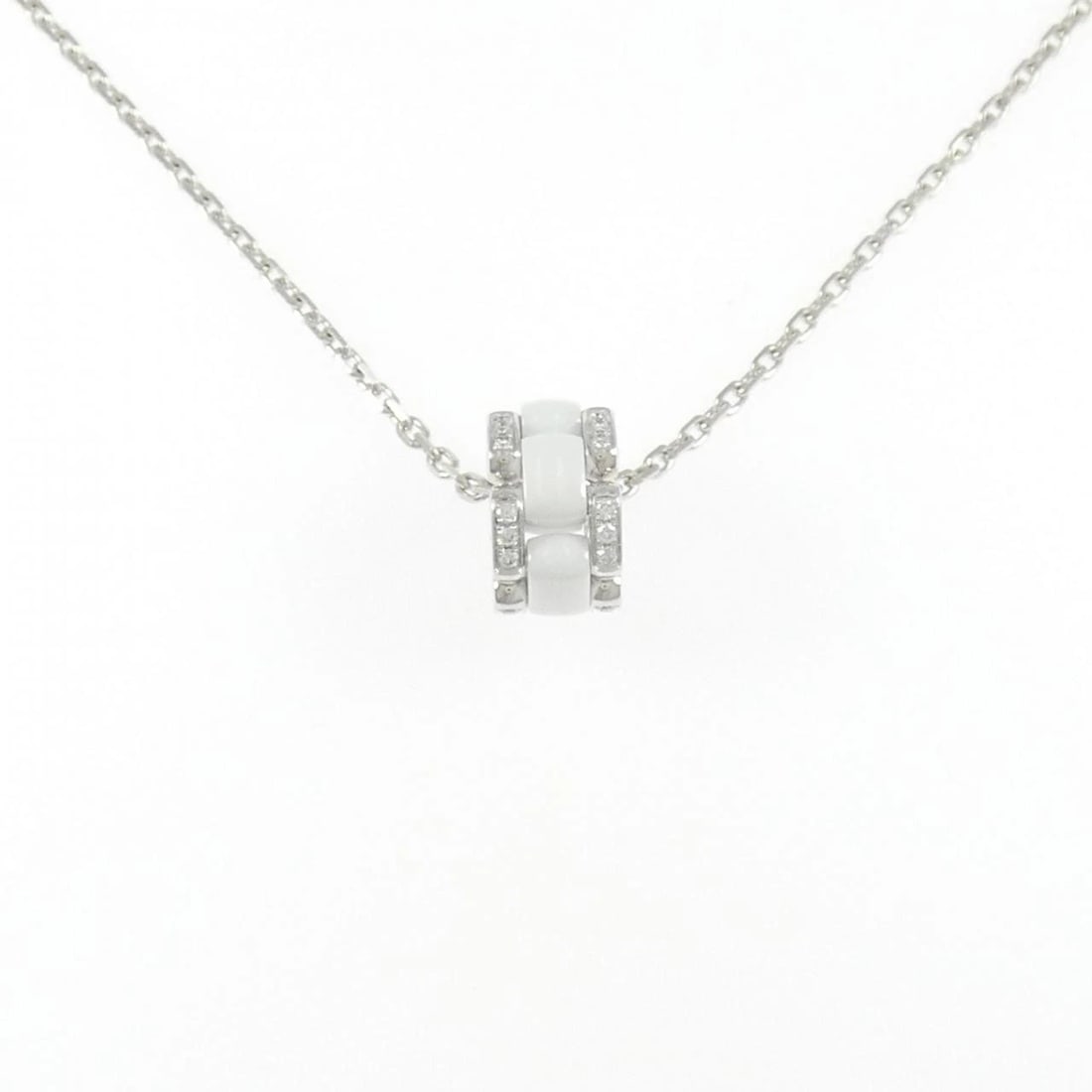 CHANEL ULTRA COLLECTION NECKLACE: CHANEL Ultra Collection Necklace Brand: CHANEL Type: Necklace Material: 750 White Gold ceramic, Main Stone/Creation Natural Color: White Gold ceramic Size: 37 40cm,ActualSize Pendant top H x