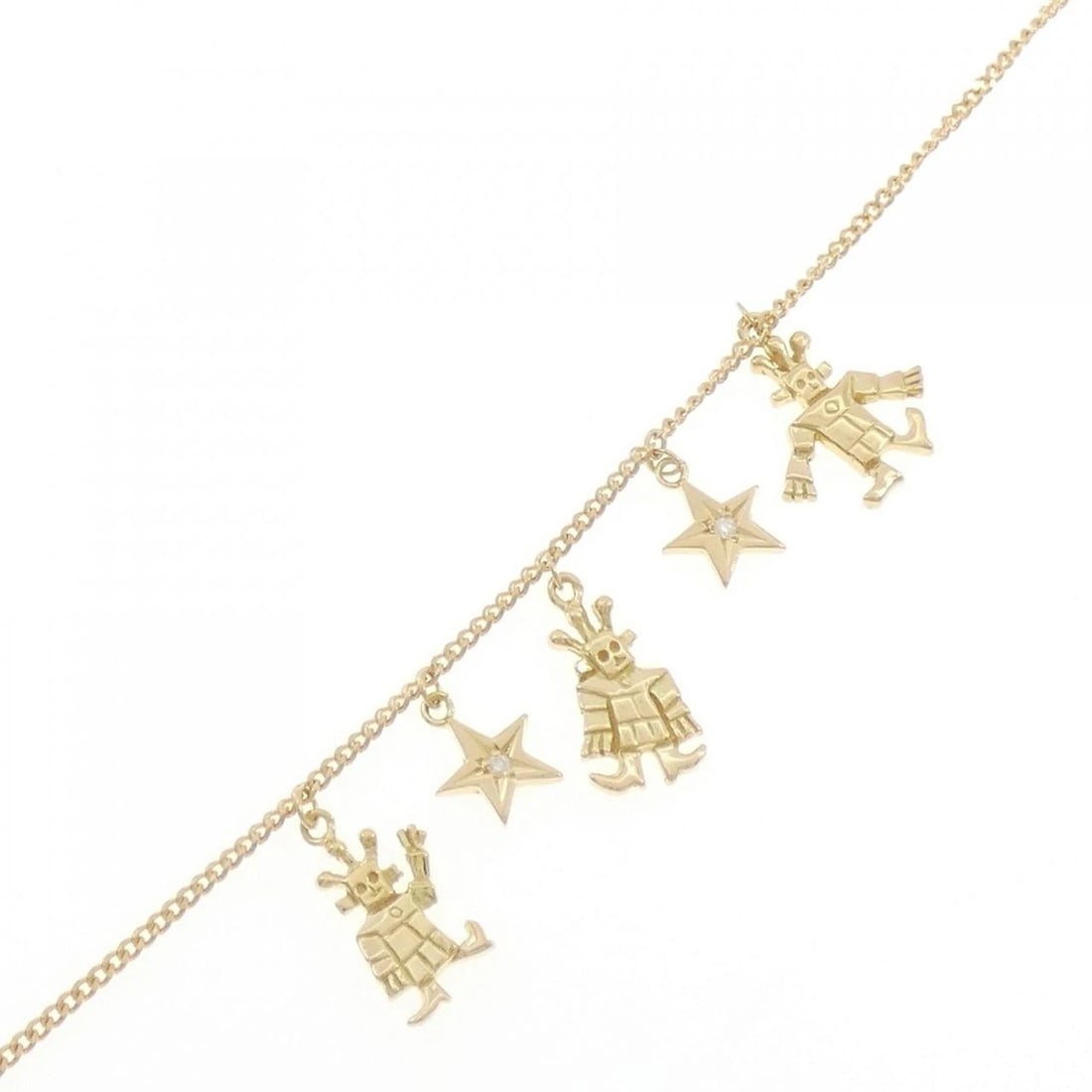 K18YG STAR DIAMOND BRACELET: K18YG Star Diamond Bracelet Brand: Unbranded Type: Bracelet Material: K18 Yellow Gold, Main Stone/Creation Natural Color: yellow gold Size: 4.5-5US Accessories: None Accessories Notice: When
