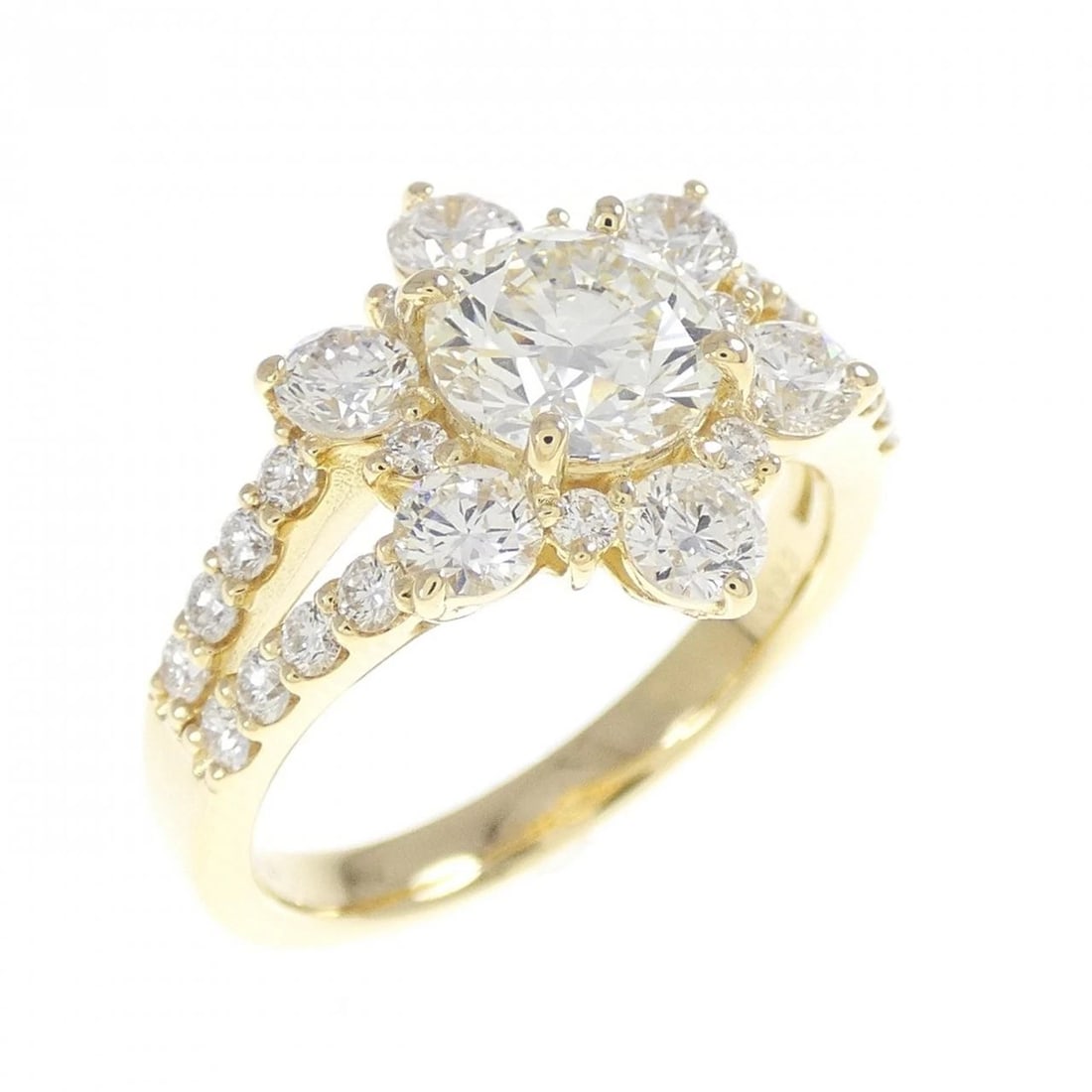 K18YG DIAMOND RING: K18YG Diamond Ring Brand: Unbranded Type: Ring Material: K18 Yellow Gold, Main Stone/Creation Natural Color: yellow gold Size: 6.5US Accessories: None Accessories Notice: When purchasing p