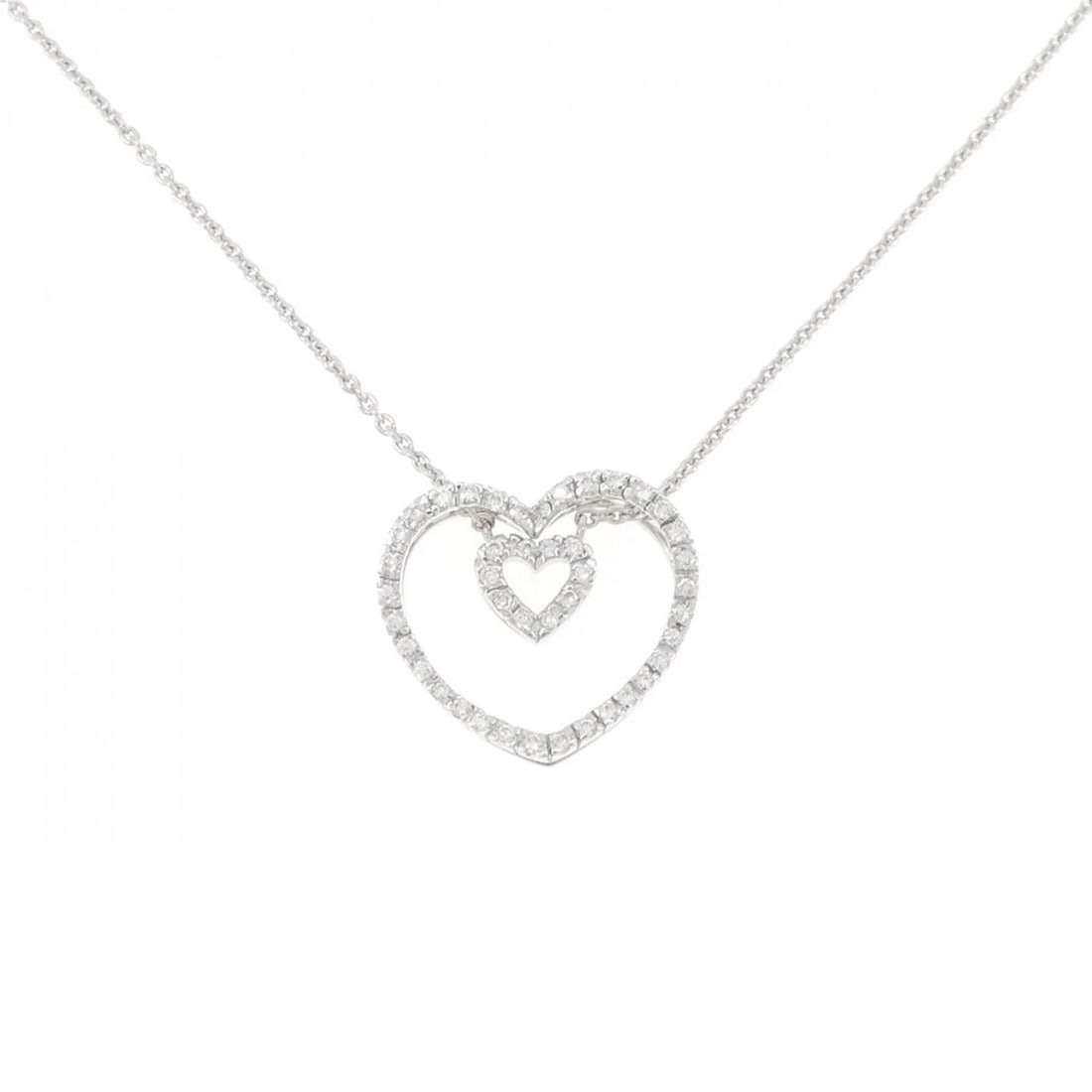 750WG HEART DIAMOND NECKLACE: 750WG Heart Diamond Necklace Brand: Unbranded Type: Necklace Material: 750 White Gold, Main Stone/Creation Natural Color: White Gold Size: 40cmActualSize Pendant top H x W: 17.9mmx20.2mm Chain