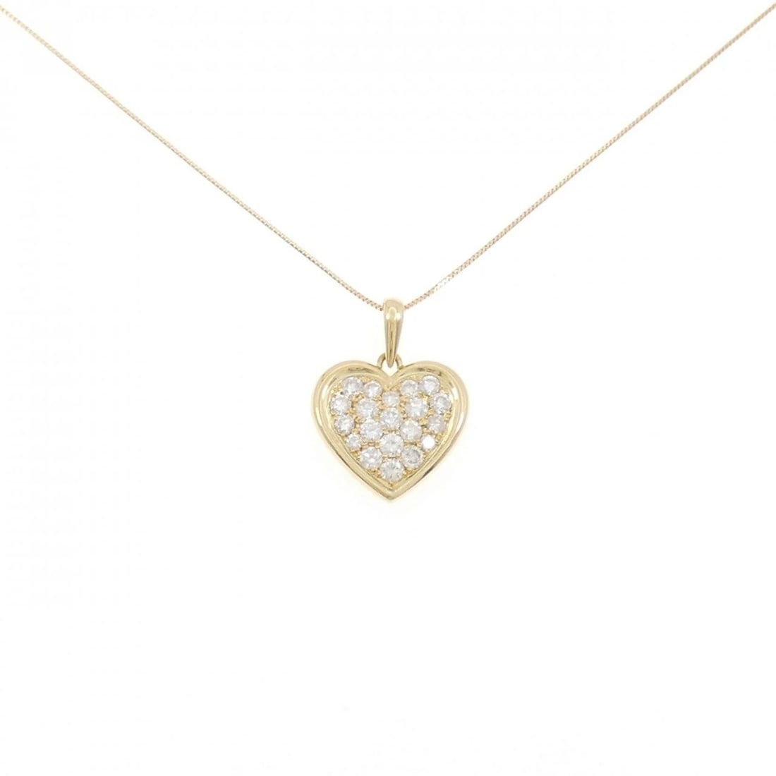 K18YG HEART DIAMOND NECKLACE: K18YG Heart Diamond Necklace Brand: Unbranded Type: Necklace Material: K18 Yellow Gold, Main Stone/Creation Natural Color: yellow gold Size: 45cm ActualSizePendant top H x W: 22.4mmx16.7mm