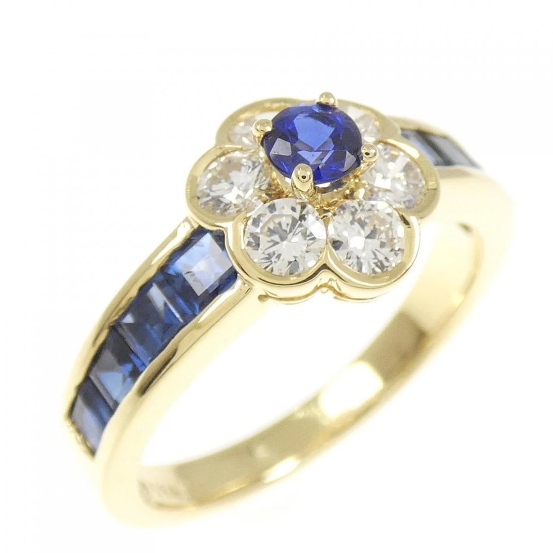 750YG FLOWER SAPPHIRE RING: 750YG Flower Sapphire Ring Brand: Unbranded Type: Ring Material: 750 Yellow Gold, Main Stone/Creation Natural Color: yellow gold Size: 6-6.5US Accessories: None Accessories Notice: When