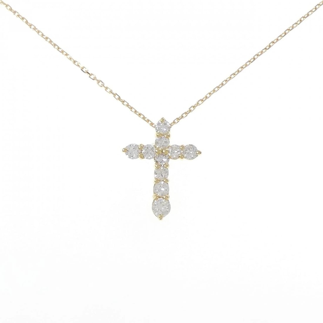K18YG CROSS DIAMOND NECKLACE: K18YG Cross Diamond Necklace Brand: Unbranded Type: Necklace Material: K18 Yellow Gold, Main Stone/Creation Natural Color: Yellow Gold Size: 41cmActualSizePendant top H x W: 19.6mmx15.3mm
