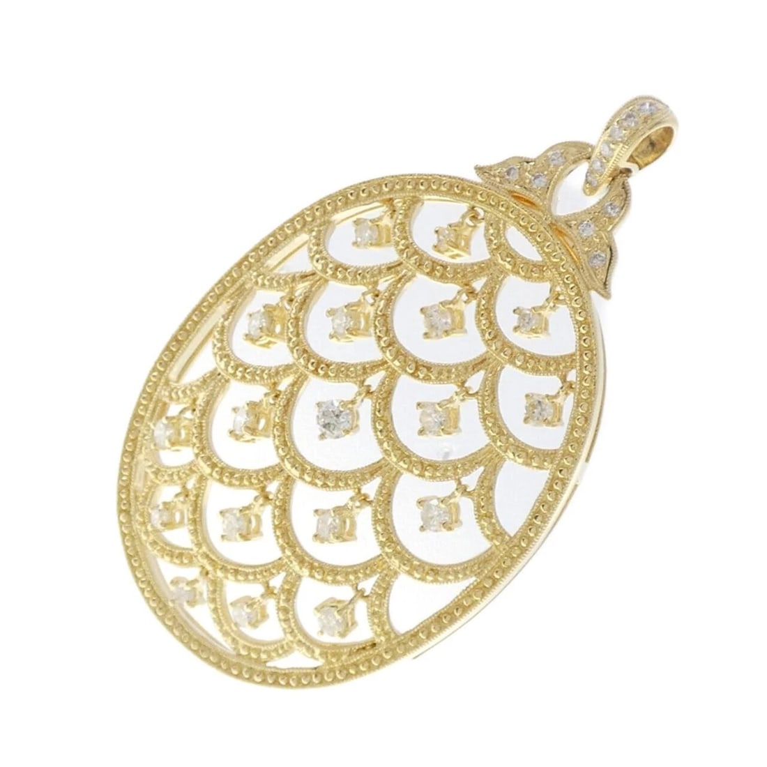 K18YG DIAMOND PENDANT: K18YG Diamond Pendant Brand: Unbranded Type: Pendant Brooch Material: K18 Yellow Gold, Main Stone/Creation Natural; Color: Yellow Gold Size: ActualSize HxW: 56.3mmx34.5mm Accessories: None