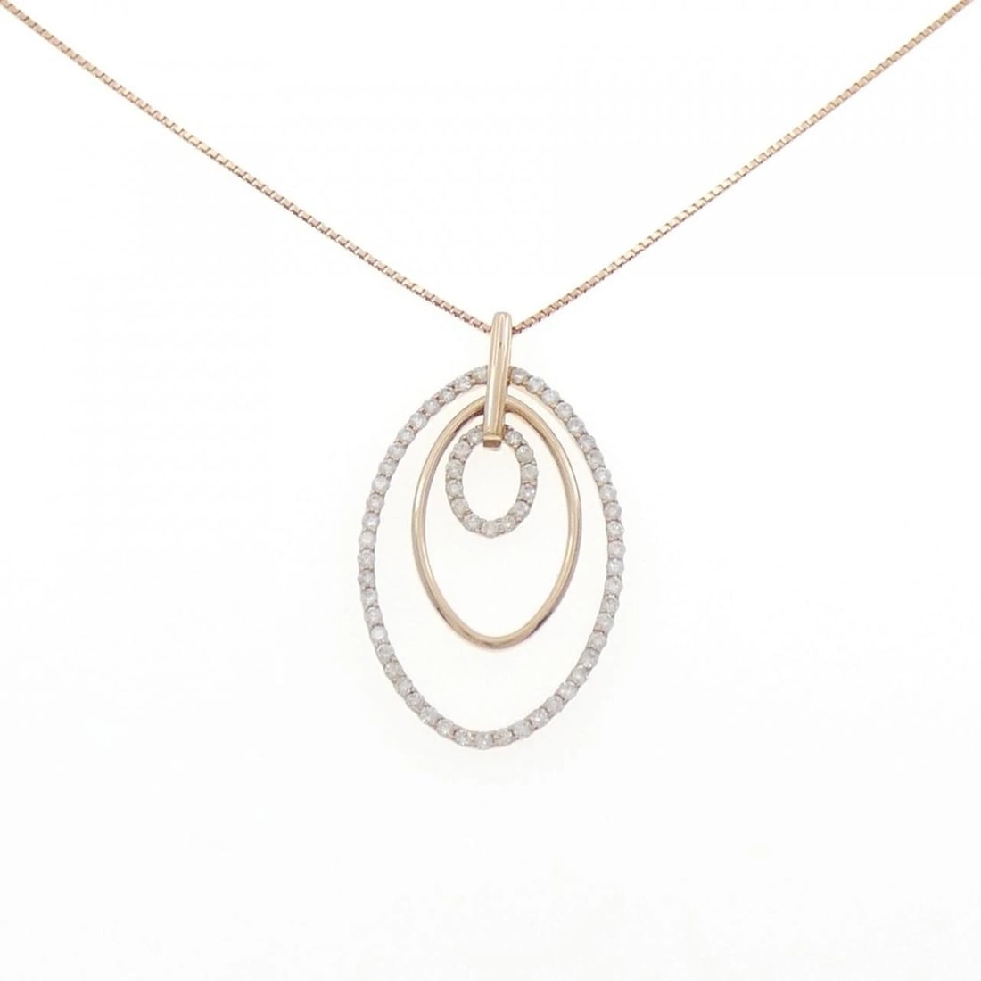 K18PG DIAMOND NECKLACE: K18PG Diamond Necklace Brand: Unbranded Type: Necklace Material: K18 Pink Gold, Main Stone/Creation Natural Color: pink gold Size: 65cm ActualSizePendant top H x W: 34.8mmx20.0mm Chain Max. W: 0.8