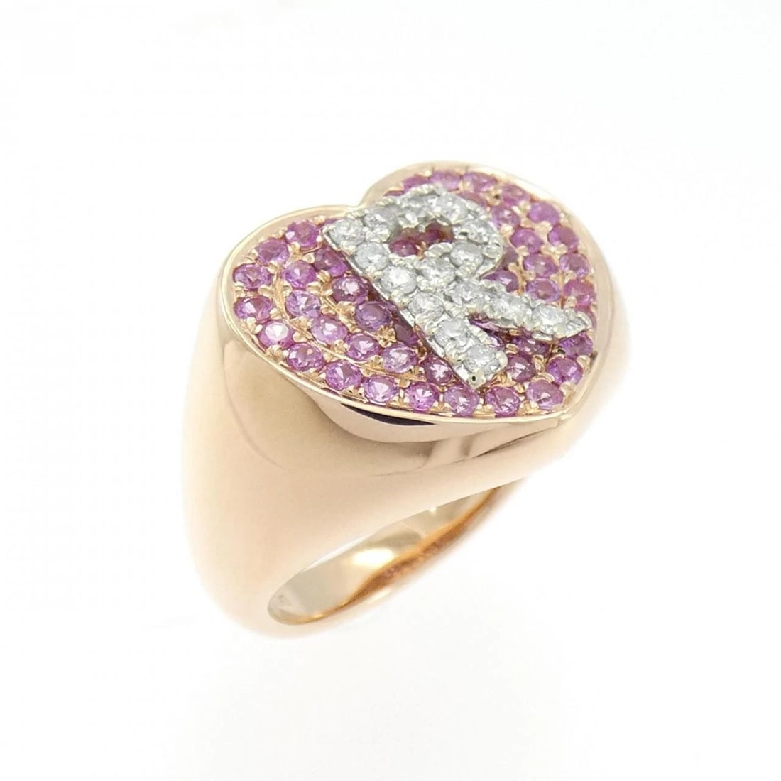 18KPG 18KWG INITIAL R SAPPHIRE PINKY RING: 18KPG 18KWG Initial R Sapphire Pinky Ring Brand: Unbranded Type: Ring Material: 18K Pink Gold 18K White Gold, Main Stone/Creation Natural Color: PG,WG Size: 3US Accessories: None Accessories