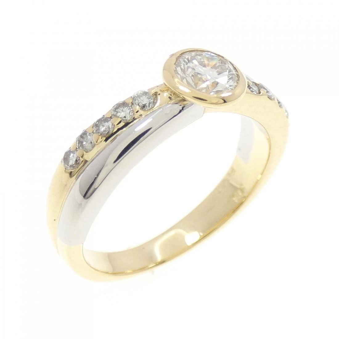K18YG PT DIAMOND RING: K18YG PT Diamond Ring Brand: Unbranded Type: Ring Material: K18 Yellow Gold Platinum, Main Stone/Creation Natural Color: yellow gold Size: 7-7.5US Accessories: None Accessories Notice: When