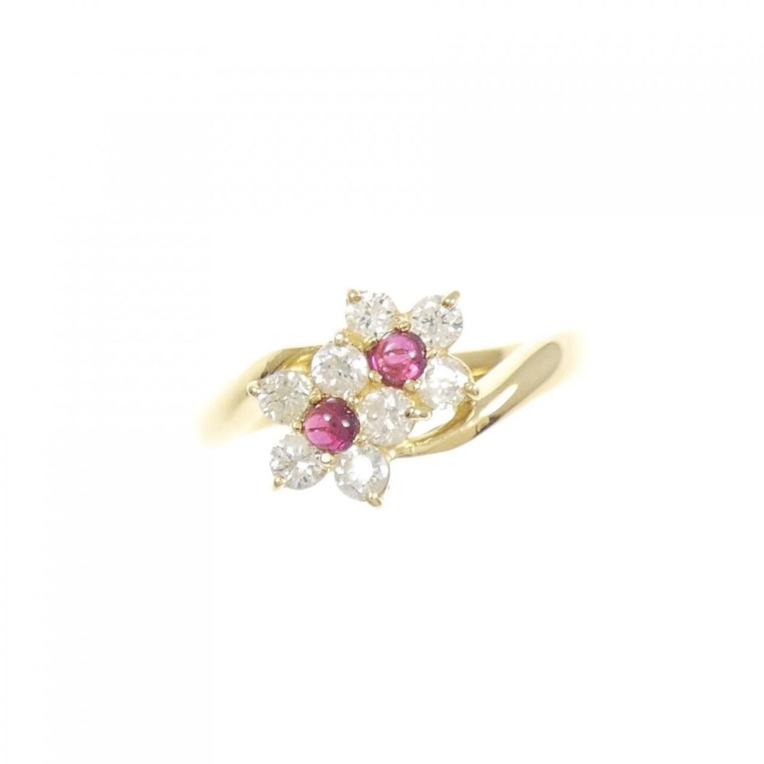 K18YG FLOWER RUBY RING - 2