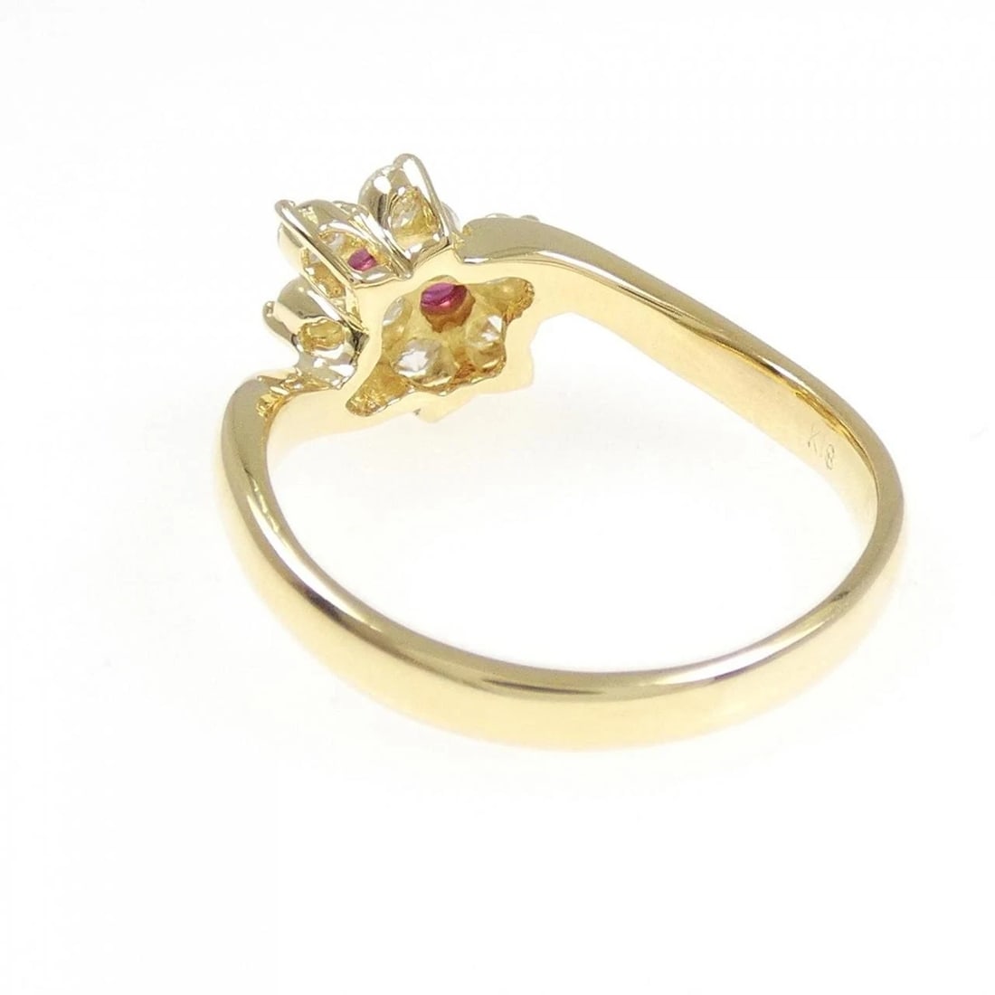 K18YG FLOWER RUBY RING - 3