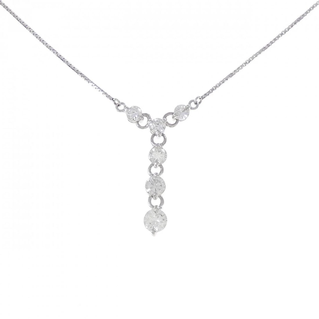 PT850 DIAMOND NECKLACE: PT850 Diamond Necklace Brand: Unbranded Type: Necklace Material: Platinum 850, Main Stone/Creation Natural Color: Silver Size: 42cmActualSizePendant top H x W: 23.0mmx11.4mm Chain Max. W: 0.7mm A