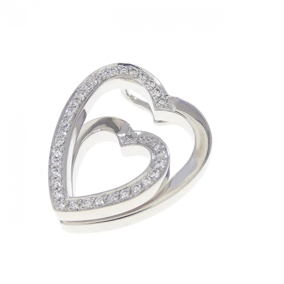 CARTIER INTERLACE HEART PENDANT: Cartier Interlace Heart Pendant Brand: Cartier Type: Pendant Brooch Material: 750 White Gold, Main Stone/Creation Natural Color: White Gold Size: ActualSize HxW: 17.7mmx14.9mm Accessories: