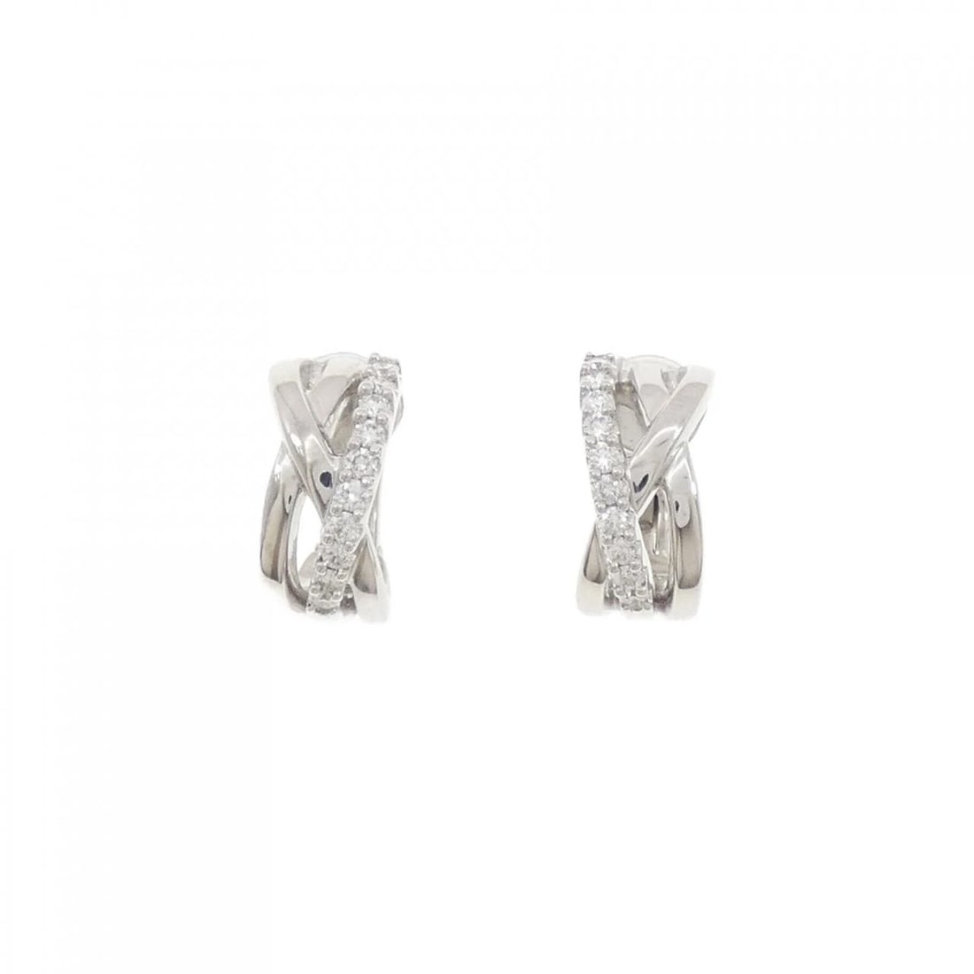 K18WG DIAMOND EARRINGS: K18WG Diamond Earrings Brand: Unbranded Type: Earrings Material: K18 White Gold, Main Stone/Creation Natural Color: White Gold Size: ActualSize HxW: 15.3mmx7.4mm Accessories: None Accessories