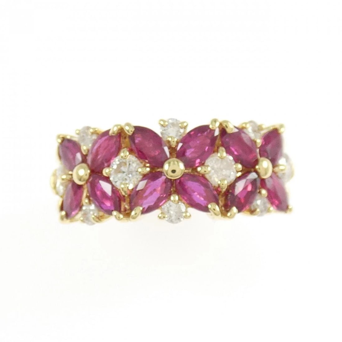 K18YG FLOWER RUBY RING - 2