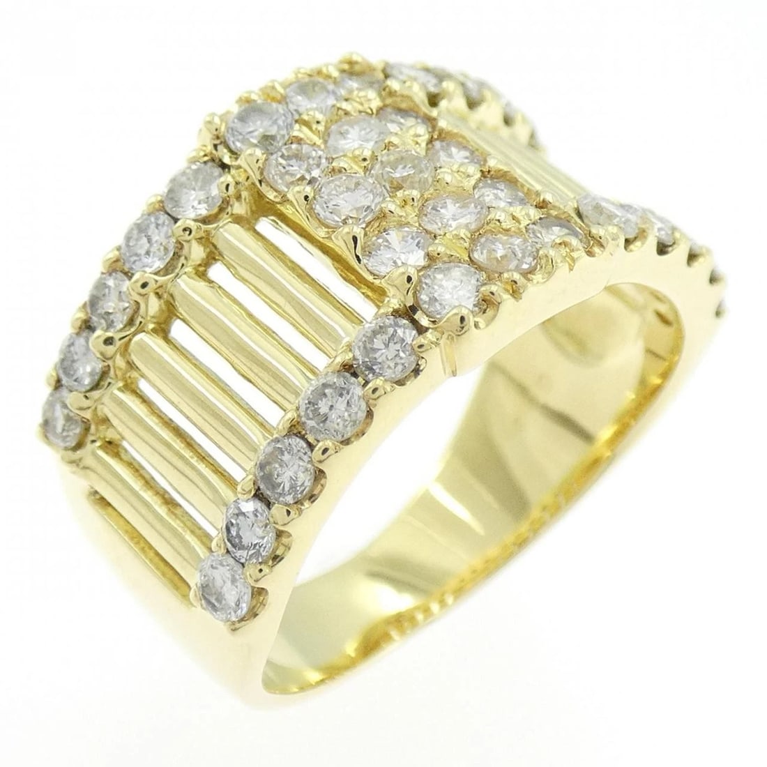 K18YG DIAMOND RING: K18YG Diamond Ring Brand: Unbranded Type: Ring Material: K18 Yellow Gold, Main Stone/Creation Natural Color: yellow gold Size: 6.5-7US Accessories: None Accessories Notice: When purchasing